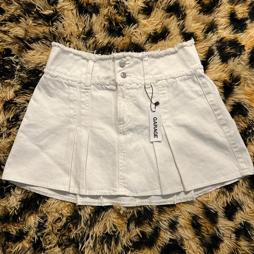 Garage White Buttoned Mini Skirt